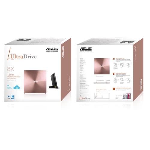 ASUS SDRW-08U5S-U - Disk drive - DVD�RW (�R DL) / DVD-RAM - 8x/8x/5x - USB 2.0 - external - dusty rose