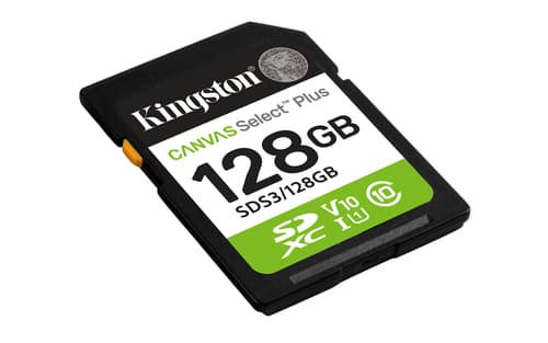 Kingston Canvas Select Plus - Flash memory card - 128 GB - Video Class V10 / UHS-I U1 / Class10 - SDXC UHS-I — view 3