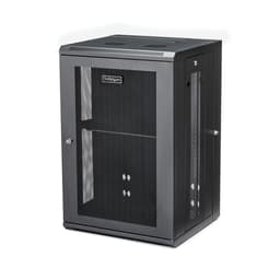 StarTech.com 18U 19" Wall Mount Network Cabinet, 16" Deep Hinged Locking IT Network Switch Depth Enclosure, Assembled Vented Computer Equipment Data Rack with Shelf & Flexible Side Panels - 18U Vented Cabinet (RK1820WALHM) - Rack enclosure cabinet - wall mountable - black - 18U