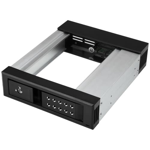 StarTech.com 5.25" to 3.5" Trayless Hard Drive Hot Swap Bay - Removable Hard Drive Bay for 3.5" SATA/SAS Drives - Aluminum (HSB1SATSASBA) - Storage bay adapter - 5.25" to 3.5" - for P/N: 25SATSAS35HD
