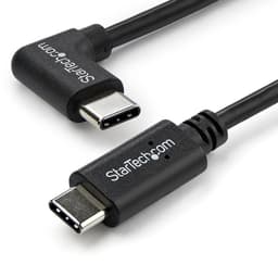 StarTech.com Right Angle USB-C Cable - 1m / 3 ft - Reversible - M/M - USB Type C Cable - USB-C Charge Cable - USB C to USB C Cable (USB2CC1MR) - USB cable - 24 pin USB-C (M) straight to 24 pin USB-C (M) right-angled - USB 2.0 - 1 m - black - for P/N: DKT30CHD