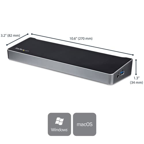 StarTech.com 4K USB-C Dock - Triple Monitor - Mac & Windows - 60W USB PD (DK30CH2DPPDU) - Docking station - USB-C - HDMI, 2 x DP - 1GbE - 60 Watt — view 3