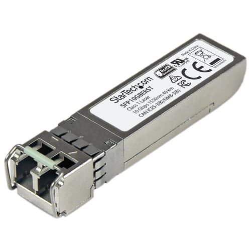 StarTech.com MSA Uncoded Compatible SFP+ Module, 10GBASE-ER, 10GbE Single Mode (SMF) Fiber Optic Transceiver, 10GE Gigabit Ethernet SFP+, LC Connector, 40km, 1550nm, DDM, Mini GBIC Module - Lifetime Warranty (SFP10GBERST) - SFP+ transceiver module - 10GbE - 10GBase-ER - LC single-mode - up to 40 km - 1550 nm