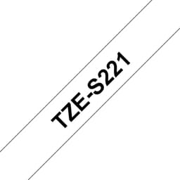 Brother TZe-S221 - Extra strong self-adhesive - black on white - Roll (0.9 cm x 8 m) 1 cassette(s) laminated tape - for P-Touch PT-E310, E550, P900, P-Touch Cube PT-P910, P-Touch Cube Pro PT-P910