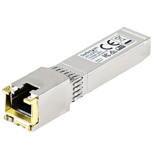 StarTech.com MSA Uncoded Compatible SFP+ Module, 10GBASE-T, SFP to RJ45 (Copper) for Cat6 and Cat5e, 10GE Gigabit Ethernet SFP+, RJ-45 (Copper) 30m, 10Gbps Transceiver SFP+ Copper Module - Lifetime Warranty (SFP10GBTST) - SFP+ transceiver module - 10GbE - 10GBase-T, 10GBase-X - RJ-45 - up to 30 m - TAA Compliant - for P/N: PEX10GSFP — view 1