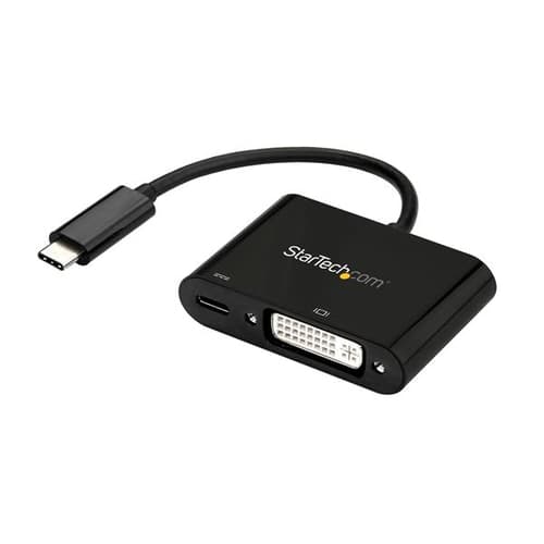StarTech.com USB C to DVI Adapter with Power Delivery, 1080p USB Type-C to DVI-D Single Link Video Display Converter with Charging, 60W PD Pass-Through, Thunderbolt 3 Compatible, Black - USB-C Display Adapter (CDP2DVIUCP) - External video adapter - Parade PS171 - USB-C - DVI - black