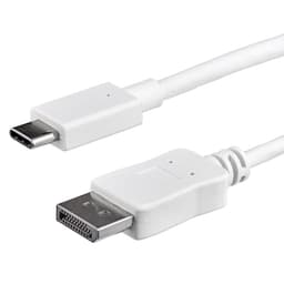 StarTech.com 3ft/1m USB C to DisplayPort 1.2 Cable 4K 60Hz, USB-C to DisplayPort Adapter Cable HBR2, USB Type-C DP Alt Mode to DP Monitor Video Cable, Compatible with Thunderbolt 3, White - USB-C Male to DP Male (CDP2DPMM1MW) - External video adapter - STM32F072CBU6 - USB-C - DisplayPort - white