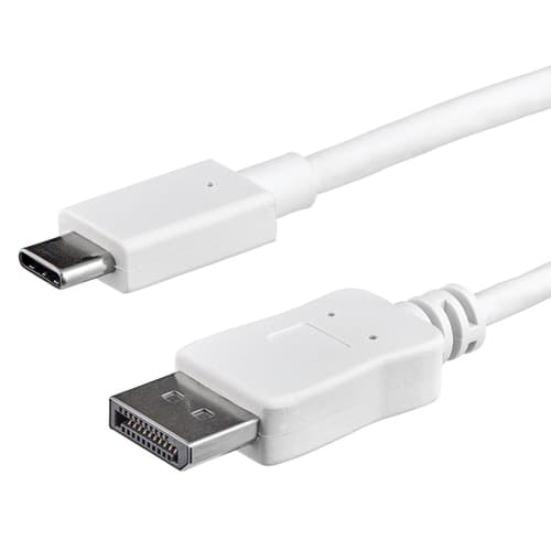 StarTech.com 3ft/1m USB C to DisplayPort 1.2 Cable 4K 60Hz, USB-C to DisplayPort Adapter Cable HBR2, USB Type-C DP Alt Mode to DP Monitor Video Cable, Compatible with Thunderbolt 3, White - USB-C Male to DP Male (CDP2DPMM1MW) - External video adapter - STM32F072CBU6 - USB-C - DisplayPort - white