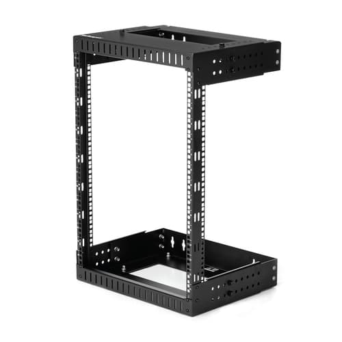 StarTech.com 15U 19" Wall Mount Network Rack, Adjustable Depth 12-20" 2 Post Open Frame Server Room Rack for AV/Data/ IT Communication/Computer Equipment/Switch with Cage Nuts & Screws - 15U Adjustable Rack - Rack - wall mountable - black - 15U - 19"