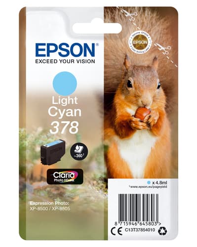 Epson 378 - 4.8 ml - light cyan - original - blister with RF/acoustic alarm - ink cartridge - for Expression Home XP-8605, XP-8606, Expression Photo XP-8500 Small-in-One, XP-8700