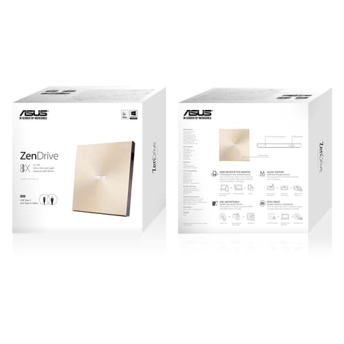 ASUS ZenDrive U9M SDRW-08U9M-U - Disk drive - DVD�RW (�R DL) - 8x/8x - USB 2.0 - external - gold — view 7