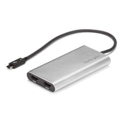 StarTech.com Thunderbolt 3 to Dual HDMI 2.0 Adapter - 4K 60Hz Dual Monitor TB3 HDMI Video Adapter - Thunderbolt 3 Certified -Mac & Windows (TB32HD24K60) - Adapter cable - 24 pin USB-C male to HDMI female - 28.4 m - silver - active, 4K60Hz (4096 x 2160) support - for P/N: TB33A1C