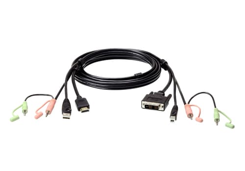 ATEN 2L-7D02DH - Keyboard / video / mouse (KVM) cable - USB, HDMI, 2 x stereo mini jack (M) to USB Type B, DVI-D, 2 x stereo mini jack (M) - 1.8 m - thumbscrews