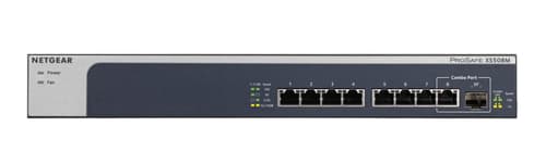 NETGEAR XS508M - Switch - unmanaged - 7 x 10 Gigabit Ethernet + 1 x 10 Gigabit Ethernet / 10 Gigabit Ethernet SFP+ - desktop, rack-mountable