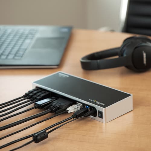 StarTech.com USB 3.0 Docking Station, Dual Monitor Laptop Docking Station with HDMI & DVI/VGA Video, 6-port USB 3.1 Gen 1 5Gbps Hub, GbE, Audio, Universal USB Type-A Dock, Windows & Mac - Dual Display Dock (DK30ADD) - Docking station - USB - DVI, HDMI - 1GbE - for P/N: DK30A2DH, SVA20N2NEUA — view 8