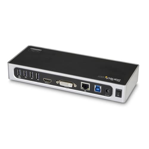 StarTech.com USB 3.0 Docking Station, Dual Monitor Laptop Docking Station with HDMI & DVI/VGA Video, 6-port USB 3.1 Gen 1 5Gbps Hub, GbE, Audio, Universal USB Type-A Dock, Windows & Mac - Dual Display Dock (DK30ADD) - Docking station - USB - DVI, HDMI - 1GbE - for P/N: DK30A2DH, SVA20N2NEUA — view 3