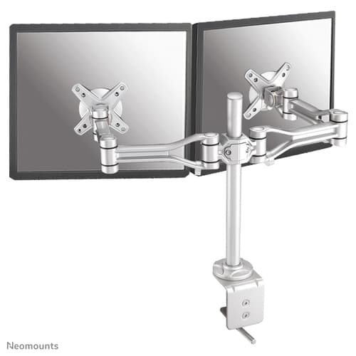 Neomounts FPMA-D1030D - Mounting kit - full-motion - for 2 LCD displays - silver - screen size: 10"-24" - clamp mountable, desk-mountable