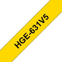 Brother HGE-631V5 - Black on yellow - Roll (1.2 cm x 8 m) 5 cassette(s) laminated tape - for P-Touch PT-9500pc, PT-9700PC, PT-9800PCN