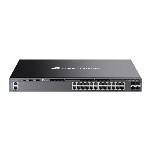 TP-Link Omada SG6428X V1 - Switch - L3 - Managed - 24 x 10/100/1000 + 4 x 10Gb Ethernet SFP+ (uplink / stacking) - front to back airflow - rack-mountable — view 1