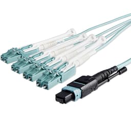 StarTech.com MTP to LC Breakout Cable - 30 ft / 10m - OM3 Multimode - 40Gb - Pull Tab - Plenum - MPO / MTP Connector - Fiber Optic Cable (MPO8LCPL10M) - Breakout cable - MTP/MPO multi-mode (F) push/pull to LC multi-mode (M) push/pull - 10 m - fibre optic - 50 / 125 micron - OM3 - plenum - aqua