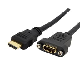 StarTech.com 3ft HDMI Female to Male Adapter, 4K High Speed Panel Mount HDMI Cable, 4K 30Hz UHD HDMI, 10.2 Gbps Bandwdith, 4K HDMI 1.4 Video, HDCP 1.4, HDMI Female to HDMI Male Cable - HDMI Panel Mount Connector - HDMI cable - HDMI female to HDMI male - 91 cm - black - molded - for P/N: CDP2HDMM2MB, DP2HDMM2MB, HDDVIMM3, HDMM1MP, HDMM2MP, HDMM3MP, HDPMM50, MDP2HDMM2MB