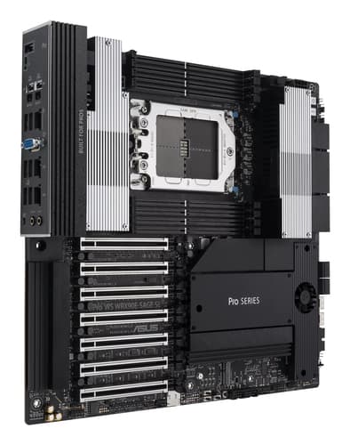 ASUS PRO WS WRX90E-SAGE SE - Motherboard - SSI EEB AST2600 - Socket sTR5 - AMD WRX90 Chipset - USB 3.2 Gen 1, USB-C 3.2 Gen 2x2, USB4 - Gigabit LAN - onboard graphics (CPU required) - HD Audio (6-channel) — view 7