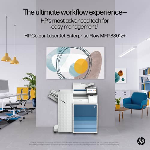 HP LaserJet Enterprise Flow MFP 8801z+ - Multifunction printer - colour - laser - A3 (297 x 420 mm) (original) - A3/Ledger (media) - up to 60 ppm (copying) - up to 60 ppm (printing) - 2180 sheets - 33.6 Kbps - Gigabit LAN, USB 3.0, USB 2.0 host, USB 3.0 host — view 8