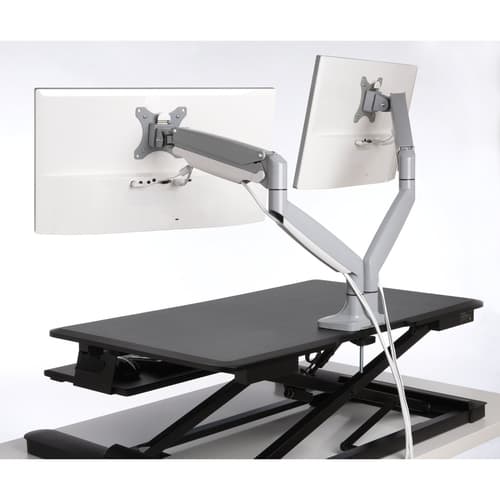 Kensington SmartFit One-Touch Dual Monitor Arm - Mounting kit - adjustable arm - for 2 monitors - metal - silver grey - screen size: 13"-32" - C-clamp, grommet, desk-mountable — view 5