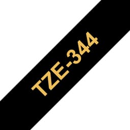 Brother TZe-344 - Standard adhesive - gold on black - Roll (1.8 cm x 8 m) 1 cassette(s) laminated tape - for Brother PT-D600, P750, P950, P-Touch PT-1880, D450, D800, E310, E550, E800, P900, P950