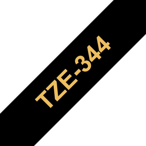 Brother TZe-344 - Standard adhesive - gold on black - Roll (1.8 cm x 8 m) 1 cassette(s) laminated tape - for Brother PT-D600, P750, P950, P-Touch PT-1880, D450, D800, E310, E550, E800, P900, P950