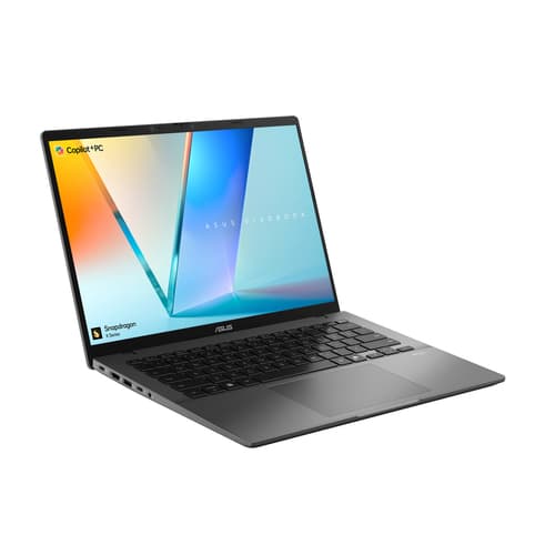 ASUS VivoBook S14 S3407QA-KP003W - Snapdragon X - X1-26-100 / up to 2.9 GHz - Win 11 Home - Qualcomm Adreno - 16 GB RAM - 512 GB SSD NVMe - 14" 2560 x 1600 (2.5K) - Wi-Fi 6E, Bluetooth - matte grey, black (keyboard) — view 3