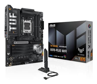 ASUS TUF GAMING X870-PLUS WIFI - Motherboard - ATX - Socket AM5 - AMD X870 Chipset - USB4, USB-C 3.2 Gen 2x2, USB 3.2 Gen 2, USB 3.2 Gen 1 - Wi-Fi 7, 2.5 Gigabit LAN, Bluetooth - onboard graphics (CPU required) - HD Audio (8-channel)