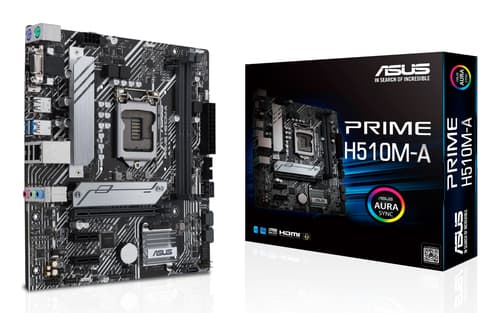 ASUS PRIME H510M-A - Motherboard - micro ATX - LGA1200 Socket - H510 Chipset - USB 3.2 Gen 1 - Gigabit LAN - onboard graphics (CPU required) - HD Audio (8-channel)