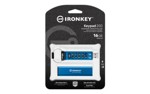 16GB IronKey Keypad 200, FIPS 140-3 Lvl 3 AES-256 Hardware Encrypted