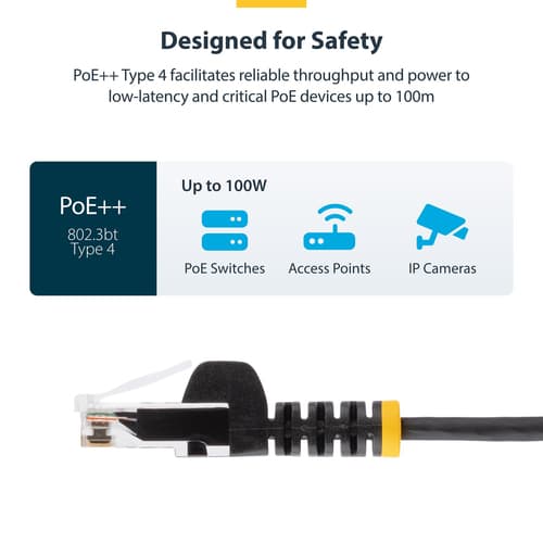 StarTech.com - Patch cable - RJ-45 (M) to RJ-45 (M) - 3.6 mm - UTP - CAT 5/5e/6 - IEEE 802.3bt - halogen-free, snagless, straight - black — view 10