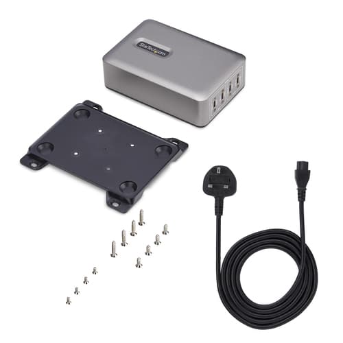 StarTech.com 4-Port USB-C Charger, 240W Total, Single Port 140W EPR - Power adapter - with surface mount bracket - 240 Watt - 5 A - Power Delivery 3.1 - 4 output connectors (24 pin USB-C) — view 12