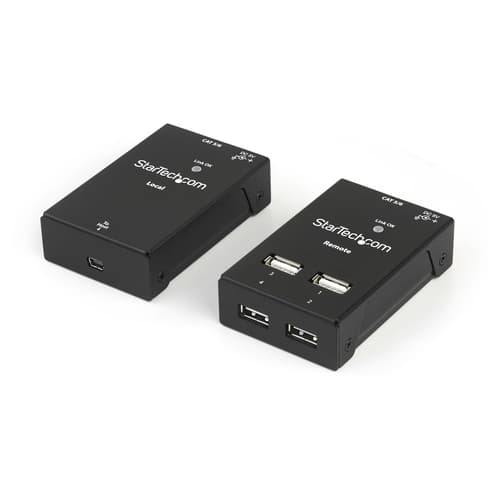 StarTech.com 4-Port USB 2.0 Extender - 165ft (50m) USB Over Cat5/Cat6 Extender - Compact USB 2.0 Over Ethernet Extender (USB2004EXTV) - USB extender - USB 2.0 - over CAT 5/6 - 4 ports - up to 50 m - for P/N: SVA5N3NEUA