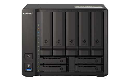 QNAP TS-H973AX-8G - NAS server - 9 bays - SATA 6Gb/s - RAID 0, 1, 5, 6, 10, 50, JBOD, 60, RAID TP - RAM 8 GB - 2.5 Gigabit Ethernet / 10 Gigabit Ethernet - iSCSI support