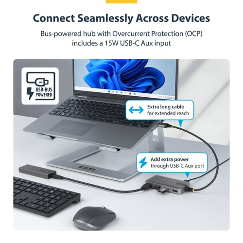 StarTech.com - Hub - 4 x USB 3.2 Gen 1 + 1 x USB-C + 1 x USB-A 3.2 Gen 1 - desktop — view 7