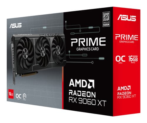 ASUS Prime Radeon RX 9060 XT 16GB - OC Edition - graphics card - Radeon RX 9060 XT - 16 GB GDDR6 - PCI Express 5.0 - HDMI, 2 x DisplayPort - box — view 10