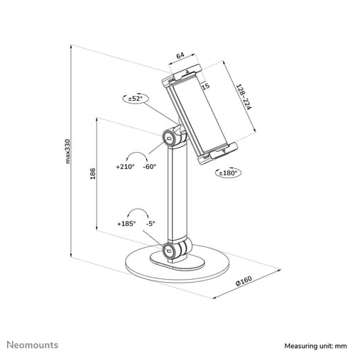 Neomounts DS15-540WH1 - Mounting kit (holder) - for tablet - white - screen size: 4.7"-12.9" - desktop — view 15