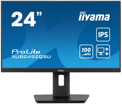 iiyama ProLite XUB2492QSU-B1 - LED monitor - 24" (23.8" viewable) - 2560 x 1440 WQHD @ 100 Hz - IPS - 300 cd/m� - 1000:1 - 0.5 ms - HDMI, DisplayPort - speakers - black, matte
