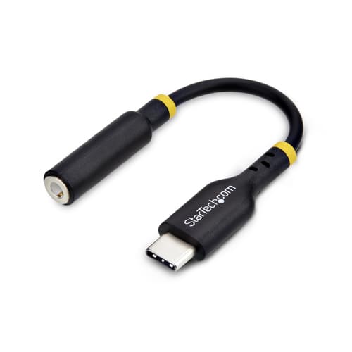 StarTech.com USB-C Audio Adapter to 3.5mm TRRS Jack, Headphone Aux Dongle - USB-C to headphone jack adapter - 24 pin USB-C male to 4-pole mini jack female - 12.7 cm - black