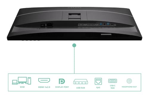 AOC Pro-line Q27P4CV - P4 Series - LED monitor - 27" - 2560 x 1440 QHD @ 120 Hz - IPS - 350 cd/m� - 1500:1 - 4 ms - HDMI, DisplayPort, USB-C - speakers - black — view 5