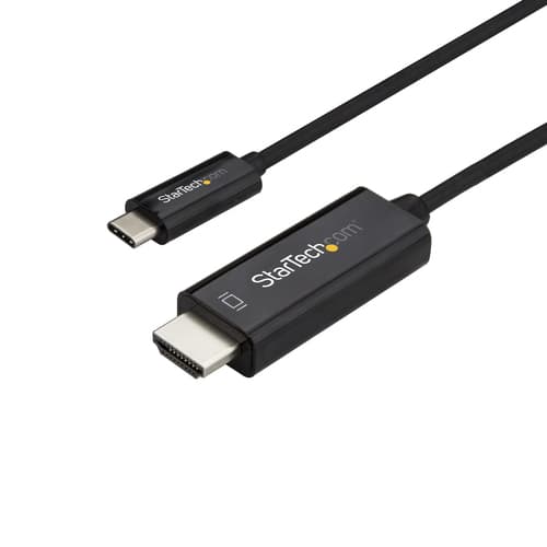 StarTech.com 3ft (1m) USB C to HDMI Cable, 4K 60Hz USB Type C to HDMI 2.0 Video Adapter Cable, Thunderbolt 3 Compatible, Laptop to HDMI Monitor/Display, DP 1.2 Alt Mode HBR2 Cable, Black - 4K USB-C Video Cable (CDP2HD1MBNL) - Adapter cable - 24 pin USB-C male to HDMI male - 1 m - black - 4K60Hz (3840 x 2160) support - for P/N: TB4CDOCK — view 1