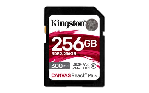 Kingston Canvas React Plus - Flash memory card - 256 GB - Video Class V90 / UHS-II U3 / Class10 - SDXC UHS-II