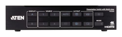 ATEN VP2420 - Video/audio switch - 4 x 2 True 4K HDMI Presentation Switch with Multi View - Managed - desktop, rack-mountable