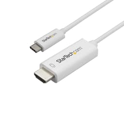 StarTech.com 3ft (1m) USB C to HDMI Cable, 4K 60Hz USB Type C to HDMI 2.0 Video Adapter Cable, Thunderbolt 3 Compatible, Laptop to HDMI Monitor/Display, DP 1.2 Alt Mode HBR2 Cable, White - 4K USB-C Video Cable (CDP2HD1MWNL) - Adapter cable - 24 pin USB-C male to HDMI male - 1 m - white - 4K60Hz (3840 x 2160) support - for P/N: TB4CDOCK