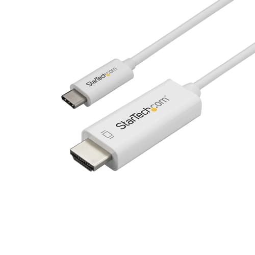 StarTech.com 3ft (1m) USB C to HDMI Cable, 4K 60Hz USB Type C to HDMI 2.0 Video Adapter Cable, Thunderbolt 3 Compatible, Laptop to HDMI Monitor/Display, DP 1.2 Alt Mode HBR2 Cable, White - 4K USB-C Video Cable (CDP2HD1MWNL) - Adapter cable - 24 pin USB-C male to HDMI male - 1 m - white - 4K60Hz (3840 x 2160) support - for P/N: TB4CDOCK