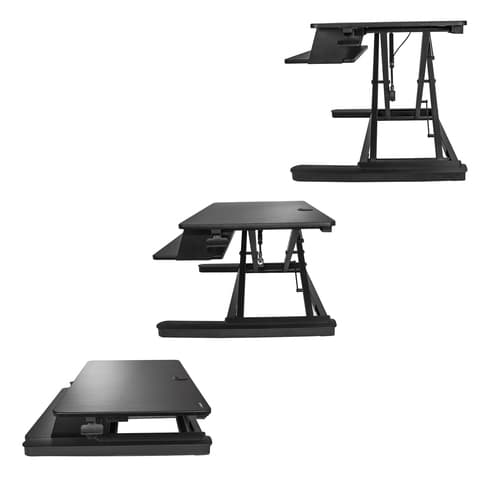 StarTech.com Sit Stand Desk Converter with Keyboard Tray, Large 35" x 21" Surface, Height Adjustable Ergonomic Desktop/Tabletop Standing Workstation Desk, Holds 2 Monitors, Pre-Assembled — view 3